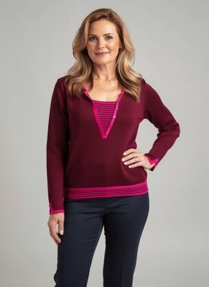 Pull coupe cintrée manches longues violet FINETTE femme