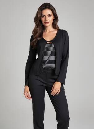 Pull coupe cintrée manches longues noir FINETTE femme