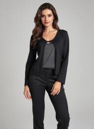 Pull coupe cintrée manches longues noir FINETTE femme