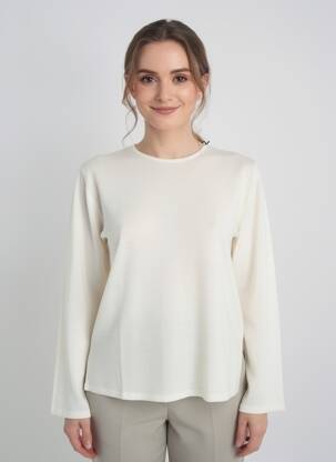 Pull coupe droite manches longues beige MONTAGUT femme