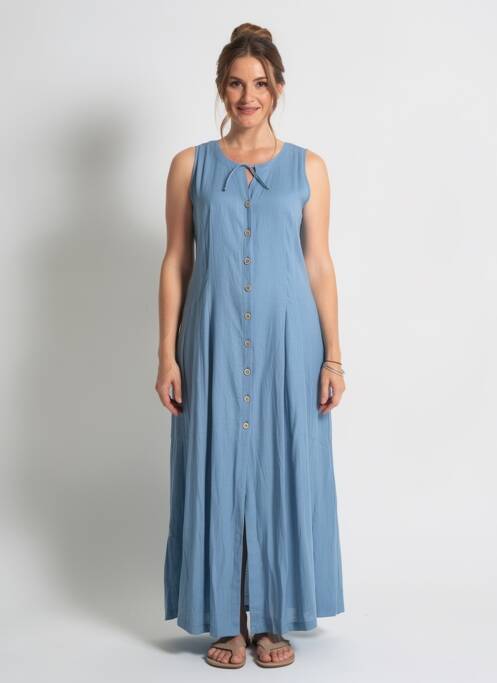 Robe longue coupe évasée sans manche bleu CANNISSE femme