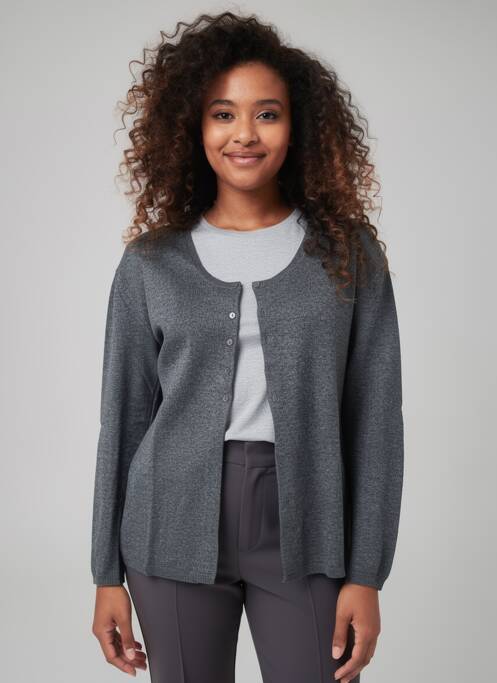 Gilet manches longues fermeture boutonnée sur le devant gris FINETTE femme