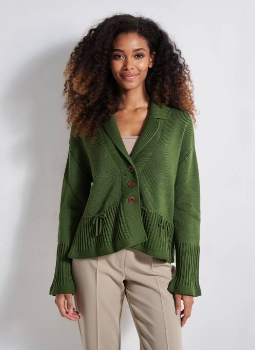 Gilet manches longues coupe cintrée vert FINETTE femme