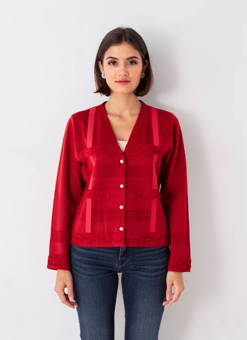 Gilet manches longues fermeture boutonnée sur le devant rouge EDWIGE femme