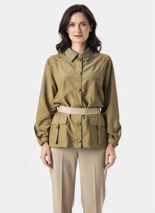 Chemisier coupe cintrée manches longues vert KATMAI femme