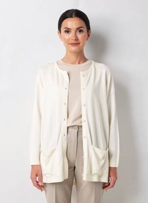 Gilet manches longues col rond beige CANNISSE femme