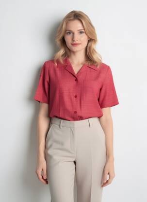 Chemisier manches courtes manches courtes rouge PIER BÉ femme