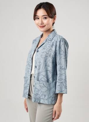 Chemisier tissage crêpe manches longues bleu PIER BÉ femme