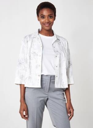 Chemisier coupe cintrée manches longues blanc CLAUDE DE SAIVRE femme