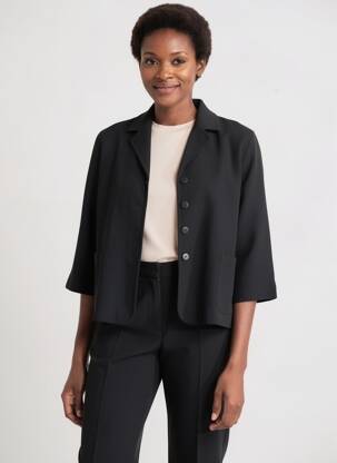 Chemisier coupe fluide manches longues noir PRUNELLE femme
