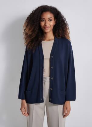 Gilet manches longues stretch bleu EDWIGE femme