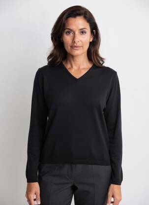 Pull col v manches longues noir ELLEMME femme