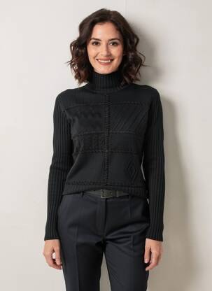 Pull coupe cintrée manches longues noir PAUL BRIAL femme