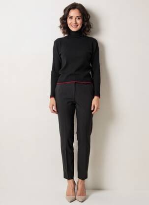 Pull col roulé coupe cintrée manches longues noir PAUL BRIAL femme