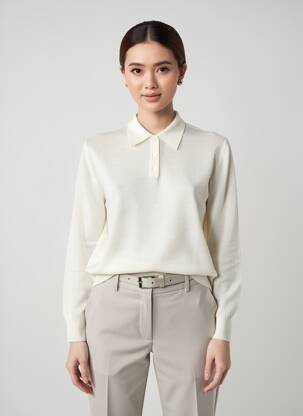 Polo manches longues manches longues beige ESTEREL femme