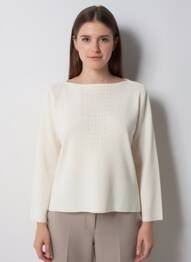 Pull coupe cintrée manches longues beige FINETTE femme