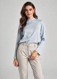 Top stretch manches longues bleu CLAUDE DE SAIVRE femme