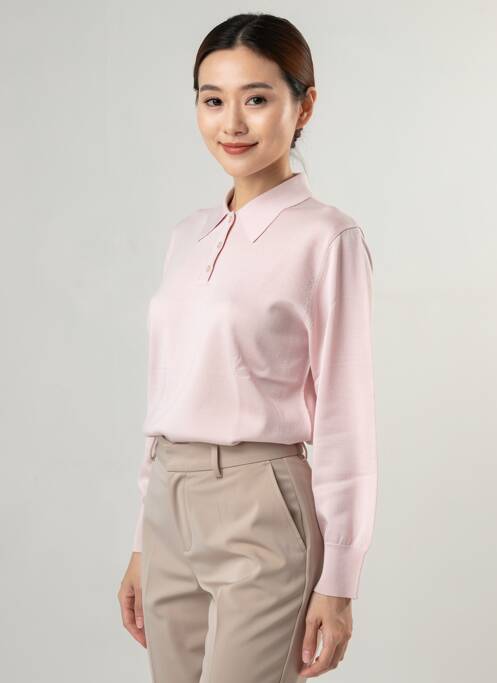 Polo manches longues manches longues rose MONTAGUT femme
