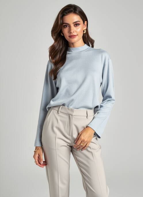 Top stretch manches longues bleu CLAUDE DE SAIVRE femme