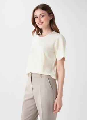 T-shirt stretch manches courtes beige MONTAGUT femme