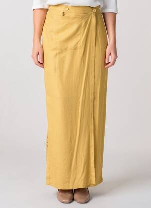 Jupe longue coupe droite jaune CANNISSE femme