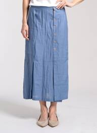 Jupe longue coupe droite bleu CANNISSE femme