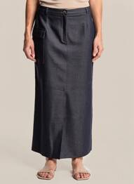 Jupe longue coupe droite bleu FEDORA femme