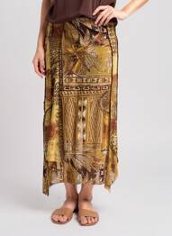 Jupe longue imprimé fantaisie marron PIER BÉ femme