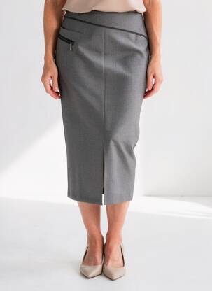 Jupe longue fermeture zippée au dos gris MITSOUKI femme
