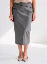 Jupe longue fermeture zippée au dos gris MITSOUKI femme