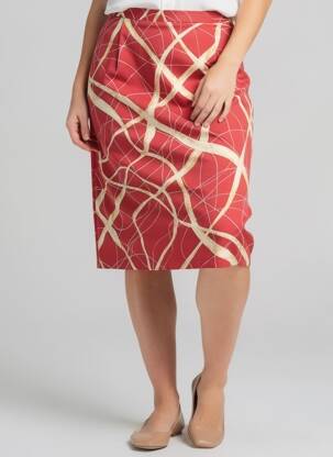 Jupe mi-longue taille normale rouge CLAUDE DE SAIVRE femme