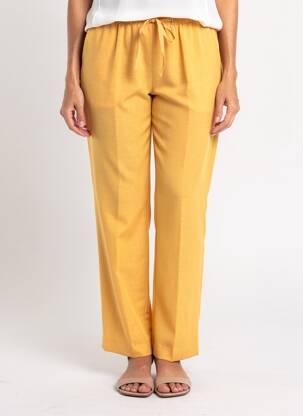 Pantalon droit tissage popeline taille normale orange PIER BÉ femme