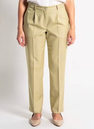 Pantalon droit fermeture zippée sous rabat boutonné taille normale vert PIER BÉ femme