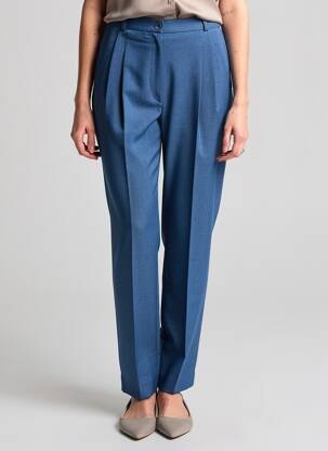 Pantalon droit tissage crêpe taille normale bleu PIER BÉ femme