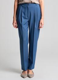 Pantalon droit tissage crêpe taille normale bleu PIER BÉ femme