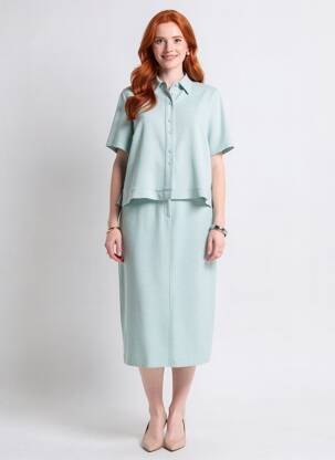 Ensemble jupe coupe cintrée bleu PRUNELLE femme