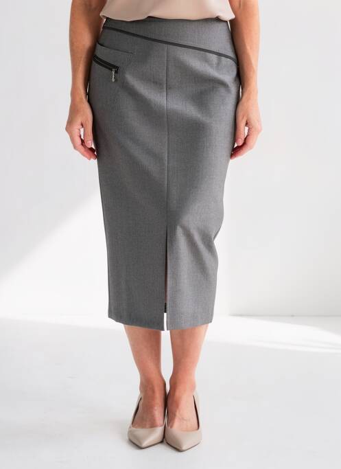 Jupe longue fermeture zippée au dos gris MITSOUKI femme