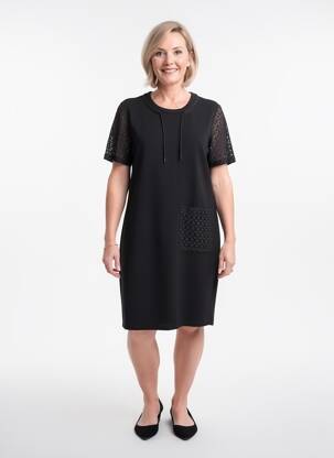Robe courte manches courtes manches courtes noir BARBARA LEBEK femme