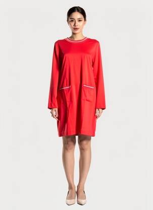 Robe courte manches longues manches longues rouge MALOKA femme