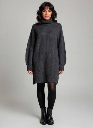 Robe pull stretch manches longues gris ÉTYMOLOGIE femme