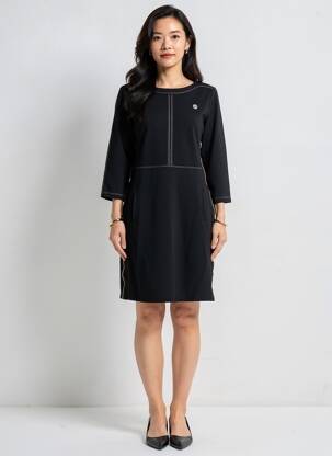 Robe courte manches 3/4 manches 3/4 noir CHRISTINE LAURE femme
