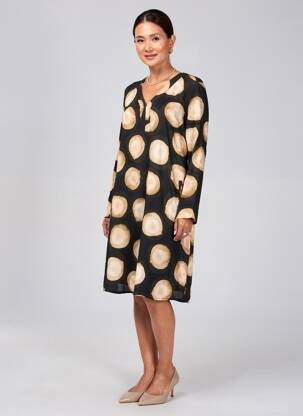 Robe courte coupe fluide manches longues noir SIGNE NATURE femme