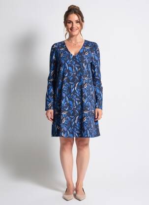 Robe courte manches longues manches longues bleu ÉTYMOLOGIE femme