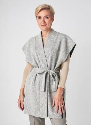 Poncho col v gris GEVANA femme