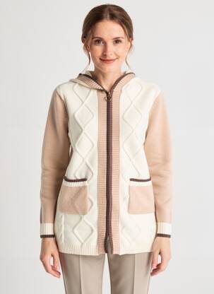 Veste casual col rond beige TRIPODE femme