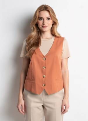 Gilet sans manche poches marron C'EST BEAU LA VIE femme