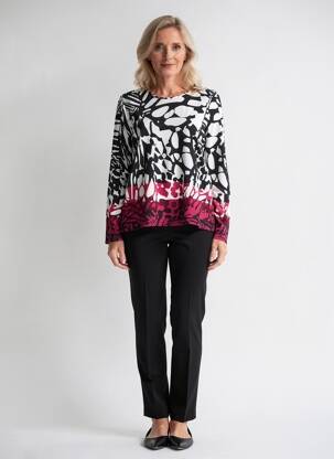 Top tissage jersey manches longues noir BARBARA LEBEK femme