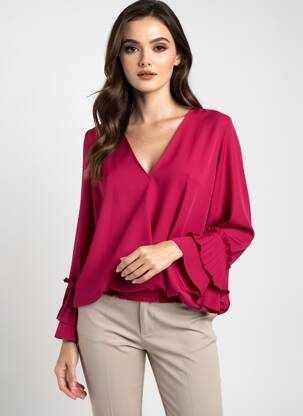 Top coupe fluide manches longues violet BRIEFLY femme