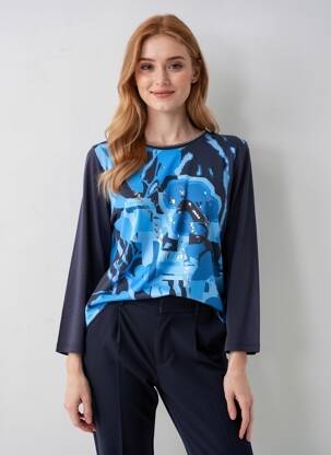 Top stretch manches longues bleu BARBARA LEBEK femme