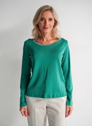 Top tissage jersey manches longues vert C'EST BEAU LA VIE femme